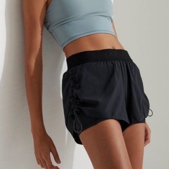 Varley Pants - Varley Womens Black Leo Ruched Active Stretch Woven Pickleball Shorts Size M